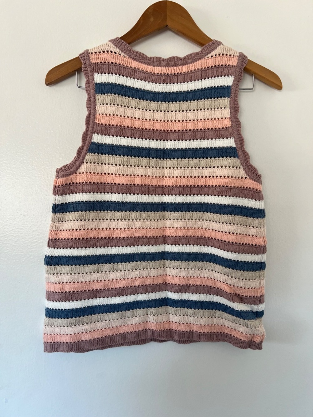 Design365 Crochet Knit Striped Tank Top Multicolor (M) - Picture 3 of 3